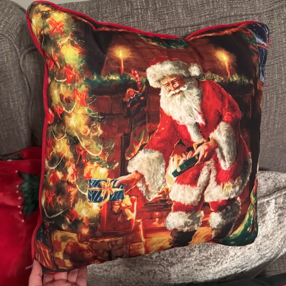 Santa Claus Gifts Under Tree Christmas Holiday Throw 16x16” Pillow Home Decor - Picture 8 of 9